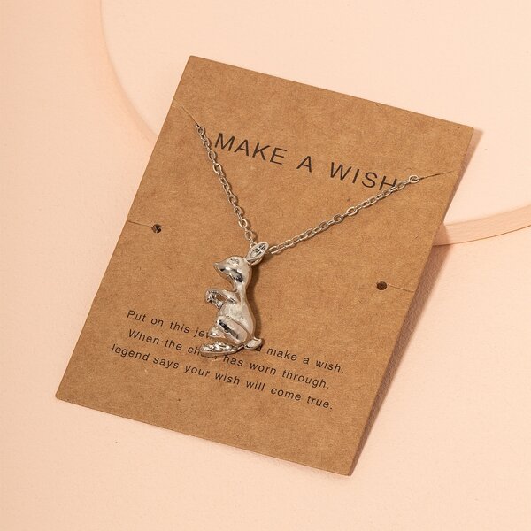 

Rabbit Charm Necklace, Silver