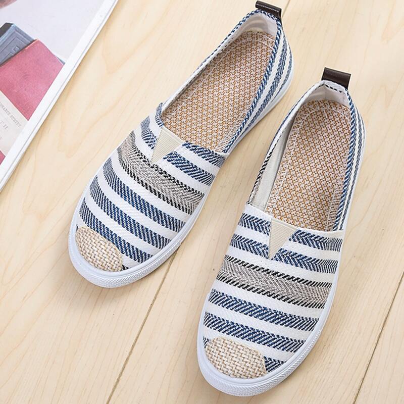

Striped Slip-On Flats, Blue