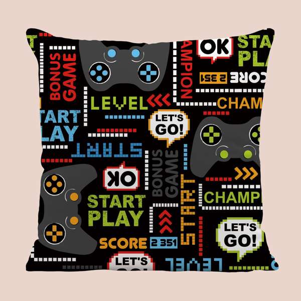 

Kids Gamepad Print Cushion Cover Without Filler, Multicolor