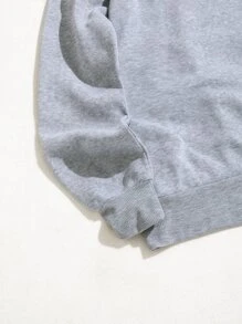 Flirla Plus Solid Drop Shoulder Sweatshirt Graduation,Back To School Outfits,Graduation,Teacher Outfits For Women,Back To School Winter Fall Autumn - Light Grey - View 3