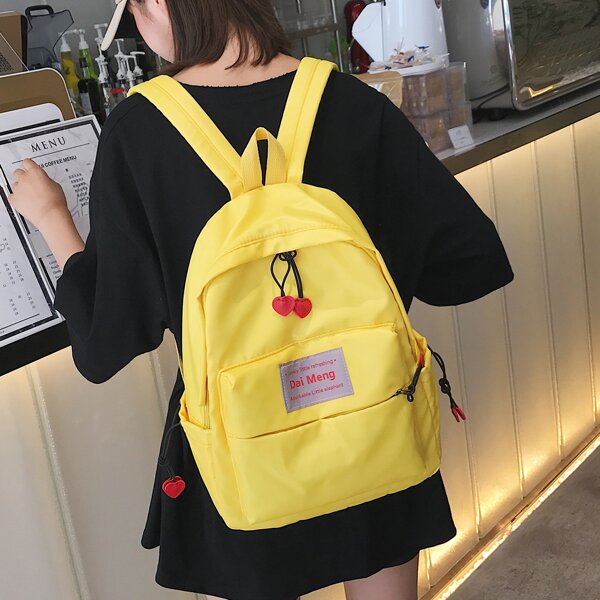 

Letter Graphic Pocket Front Classic Backpack, Yellow