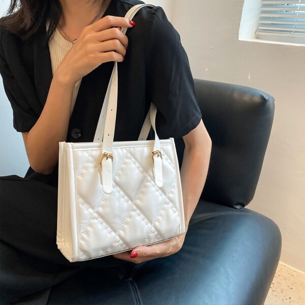 

Quilted Shoulder Bag, White