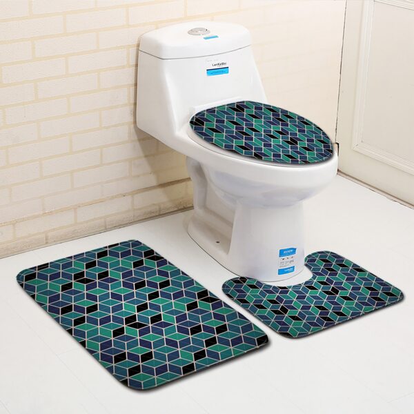 

1pc Geometric Pattern Bath Mat, Multicolor