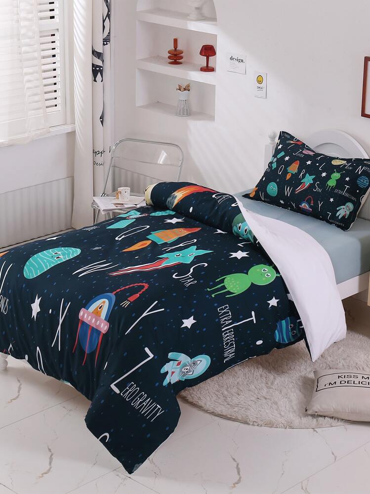 Niños Set colcha sin relleno con estampado de dibujos animados - Multicolor - Añade 1