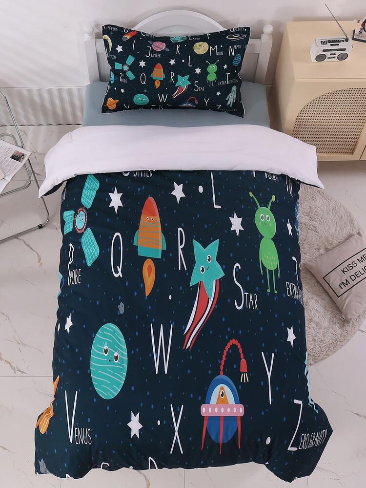 Niños Set colcha sin relleno con estampado de dibujos animados - Multicolor - Añade 7