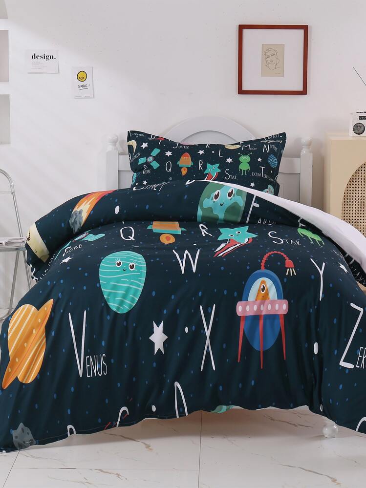 Niños Set colcha sin relleno con estampado de dibujos animados - Multicolor - Añade 8