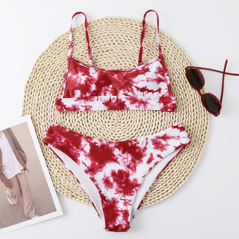 

Tie Dye Bikini Swimsuit, Red