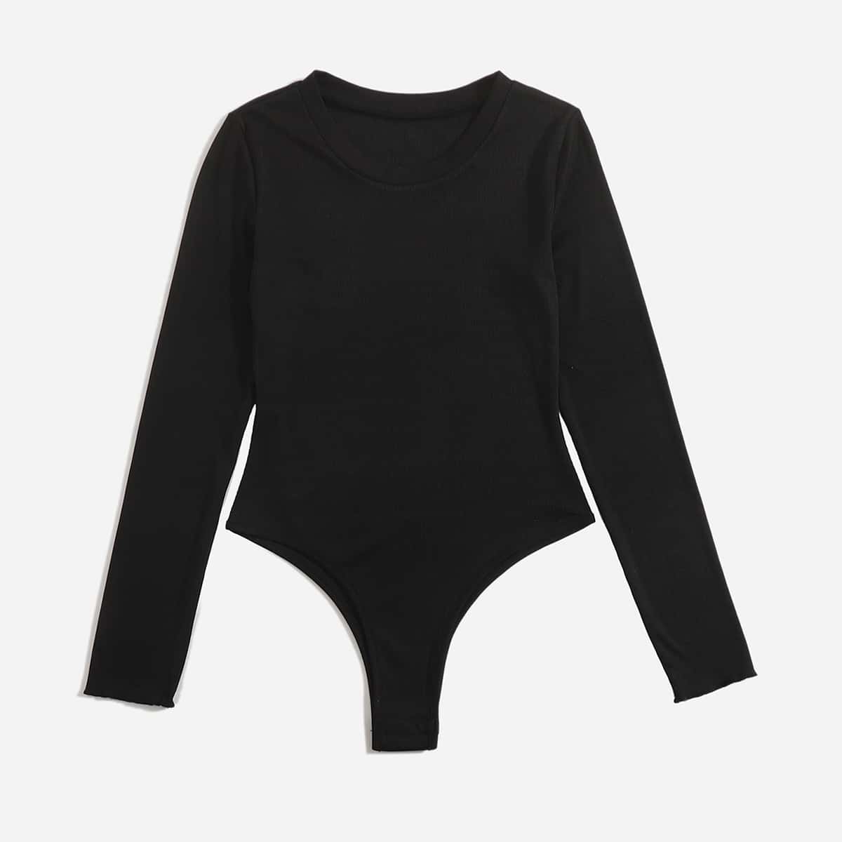 

Solid Form Fitted Bodysuit, Black