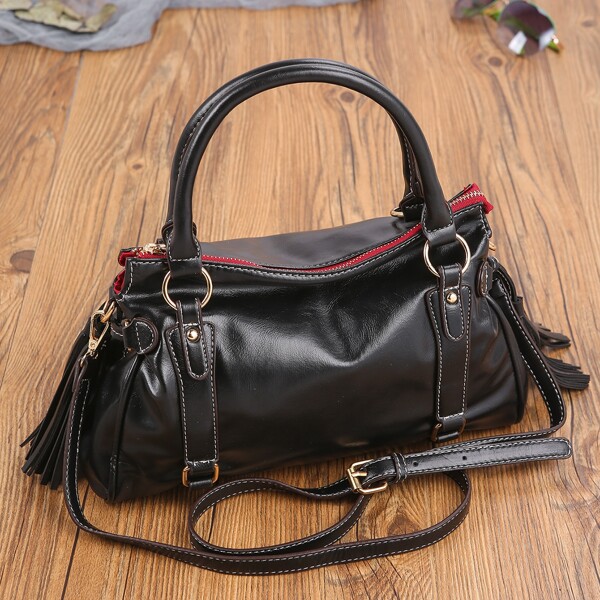 

Tassel Decor Tote Bag, Black