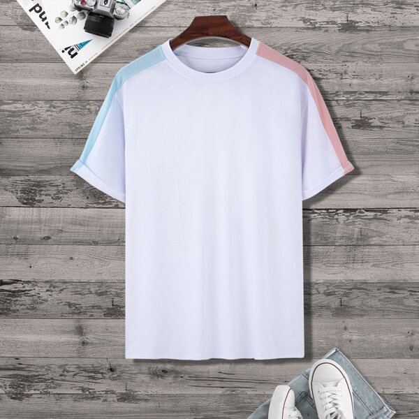 

Men Contrast Panel Tee, White