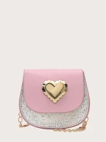 Cô gái long lanh túi yên trang trí hình trái tim - Hồng - Xem 1