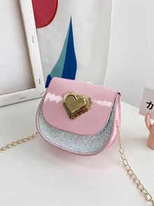 Cô gái long lanh túi yên trang trí hình trái tim - Hồng - Xem 3