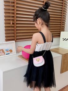 Cô gái long lanh túi yên trang trí hình trái tim - Hồng - Xem 4