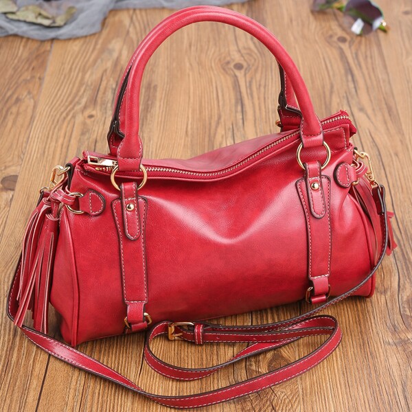 

Tassel Decor Tote Bag, Red