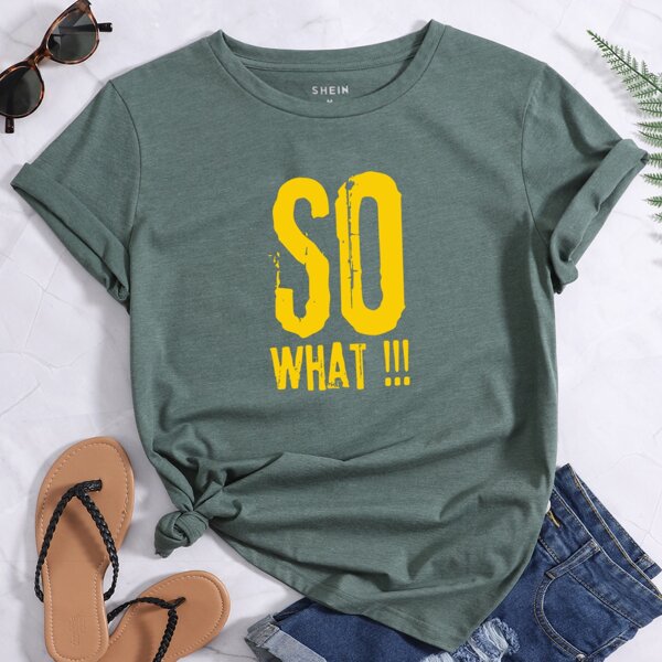 

Slogan Graphic Tee, Dark green
