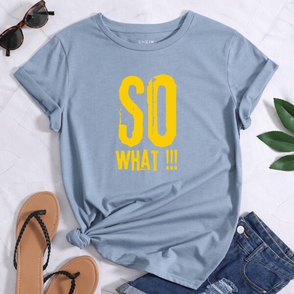 

Slogan Graphic Short Sleeve Tee, Dusty blue
