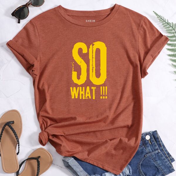 

Slogan Graphic Short Sleeve Tee, Rust brown