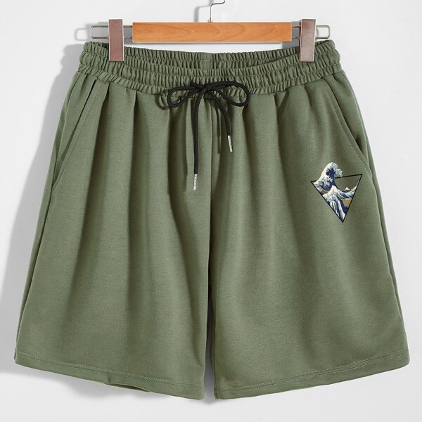 

Guys Wave Print Shorts, Army green