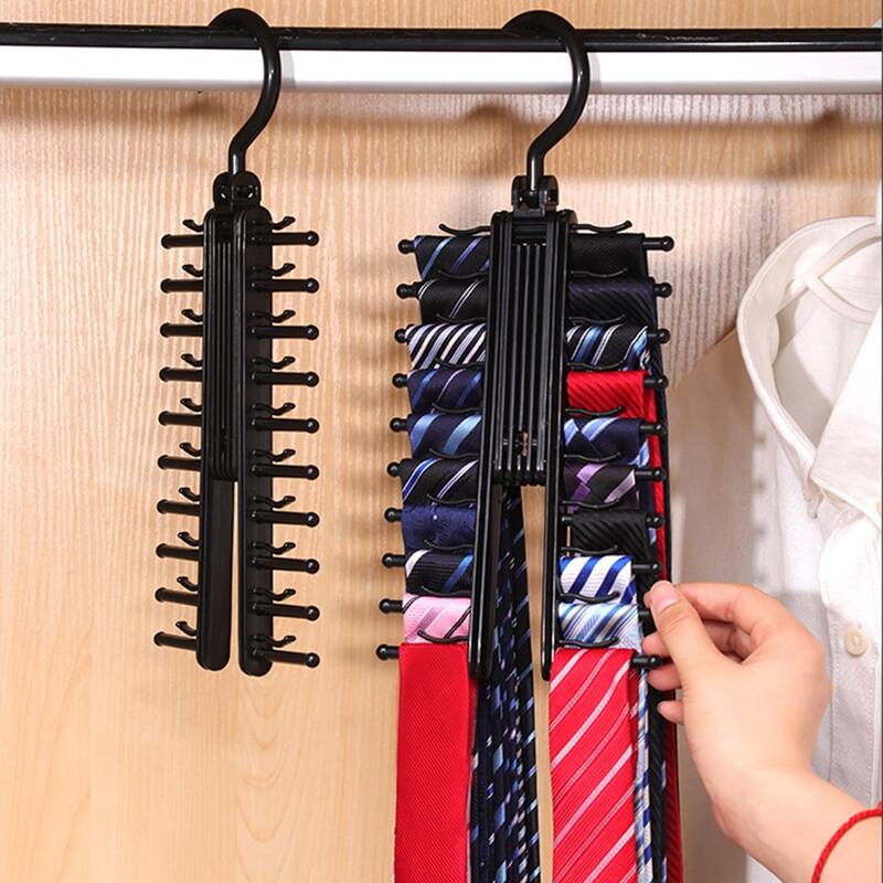 

1pc Solid Tie Storage Hanger, Black