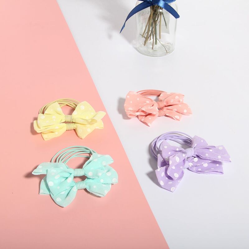 

8pcs Bow Decor Hair Tie, Multicolor