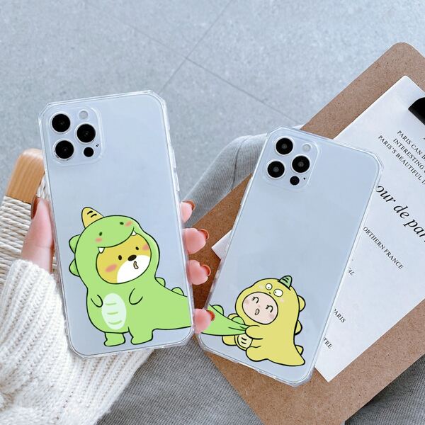 

2pcs Cartoon Dinosaur Phone Case, Clear