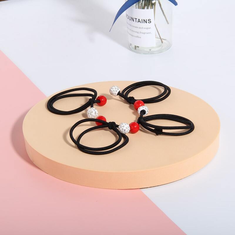 

4pcs Ball Decor Hair Tie, Multicolor