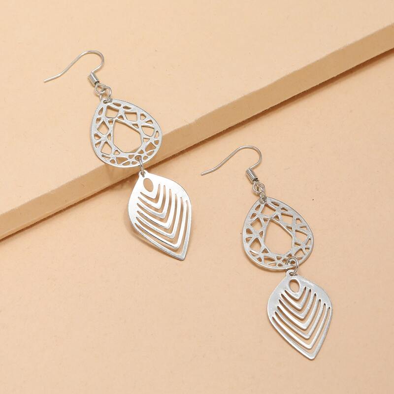 

Hollow Out Charm Earrings, Silver