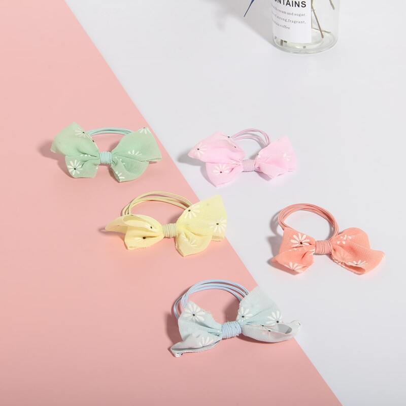 

5pcs Bow Hair Tie, Multicolor