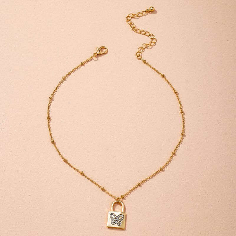 

Lock Pendant Chain Necklace, Gold