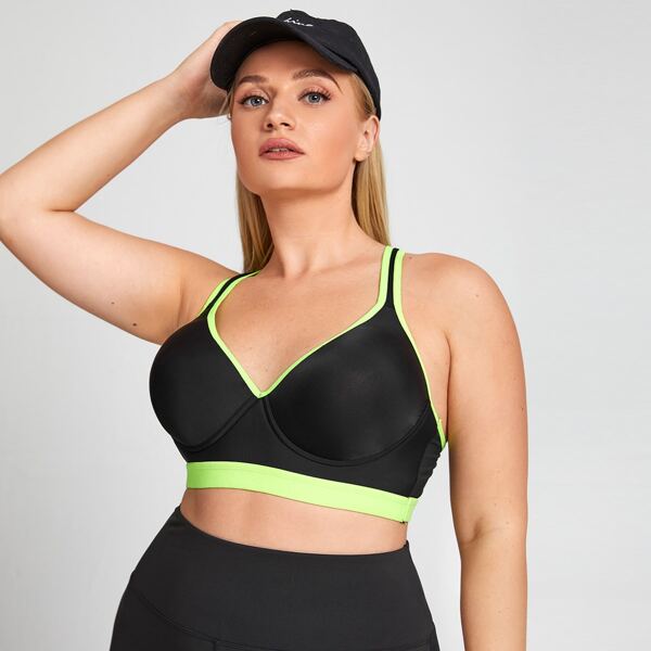 

Plus Contrast Binding Bra, Black