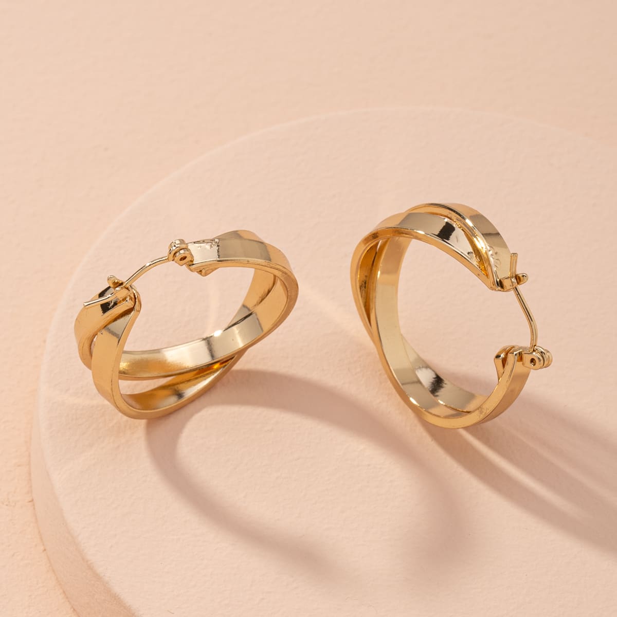 

Criss Cross Hoop Earrings, Gold