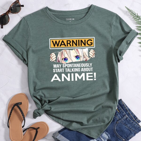 

Figure And Slogan Short Sleeve Tee, Dark green