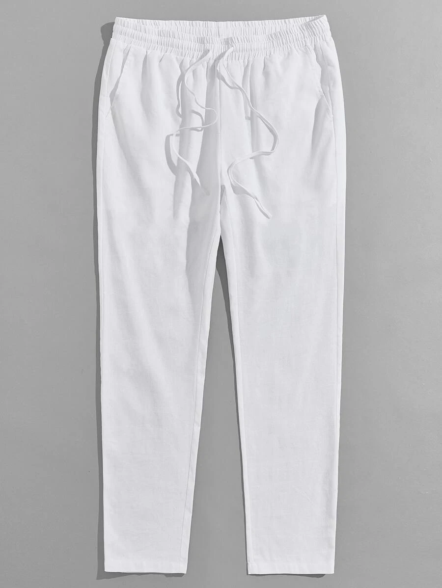 Manfinity CityGents Hombres Pantalones con cordón con bolsillo oblicuo - Blanco - Ver 1