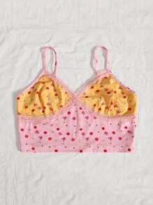 SHEIN WYWH Ditsy Floral Colourblock Lace Detail Crop Cami Top - Multicolor - View 4