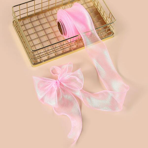 

1roll Mesh Decorative Ribbon, Pink