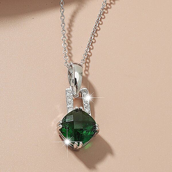 

Zircon Charm Necklace, Green