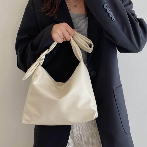 

Minimalist Buckle Decor Shoulder Bag, Beige