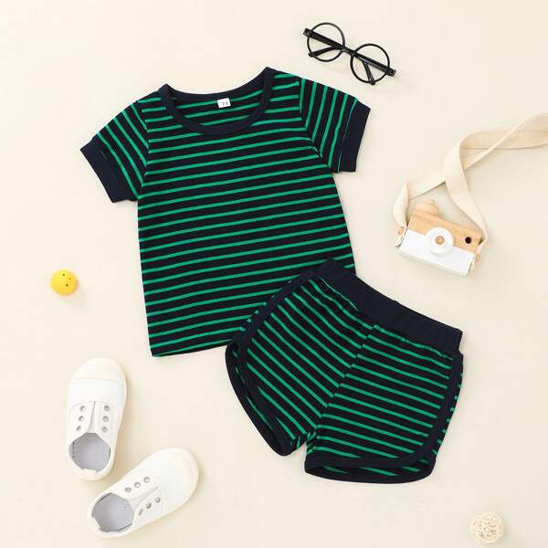 

Baby Boy Striped Tee & Shorts, Multicolor