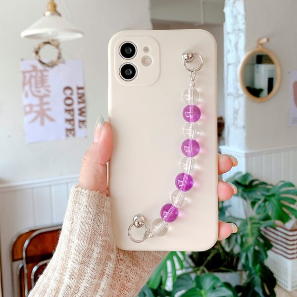 

Beaded Hand Strap Phone Case, Beige