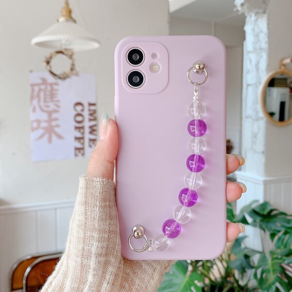 

Beaded Hand Strap Phone Case, Purple