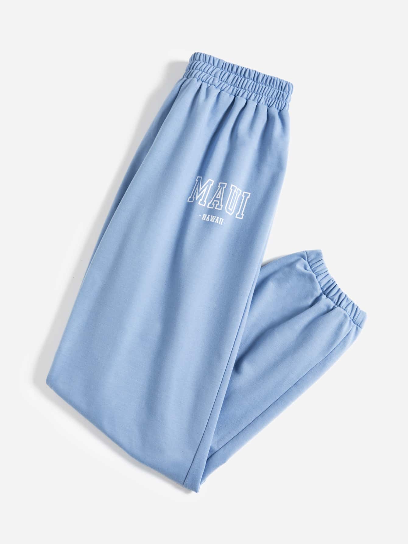 Letter Elastic Waist Sweatpants