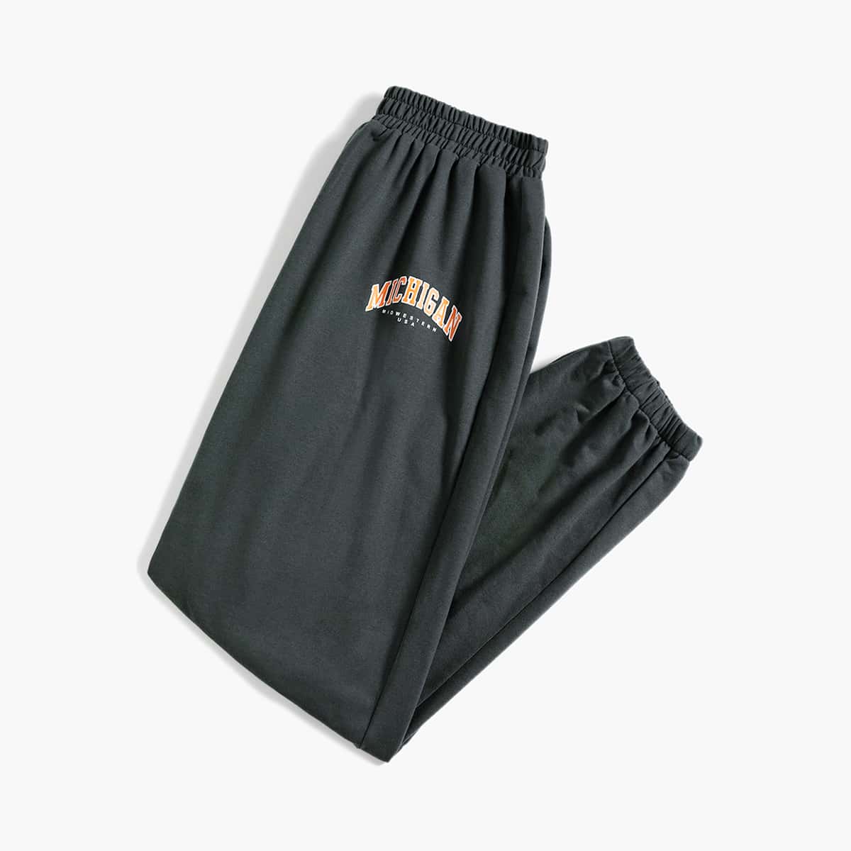 

Letter Elastic Waist Sweatpants, Dark grey