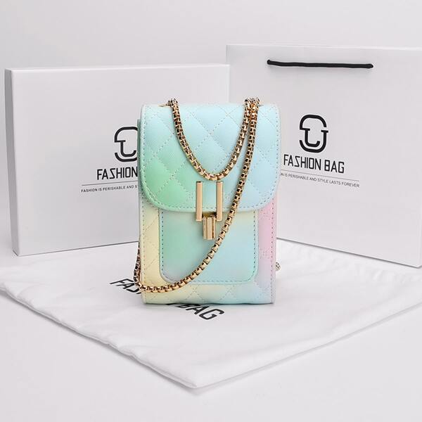

Ombre Quilted Chain Phone Bag, Multicolor