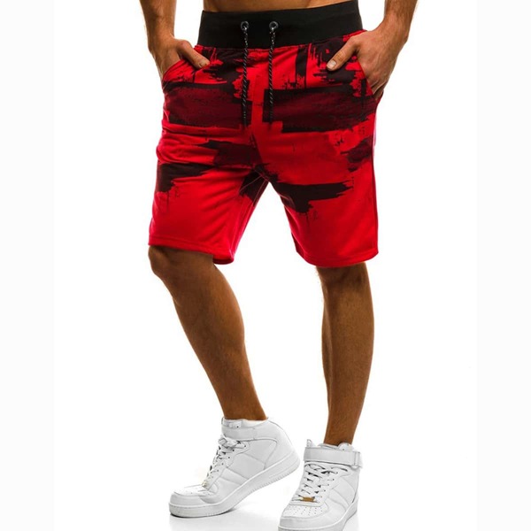 

Men Colorblock Drawstring Waist Slant Pocket Shorts, Red