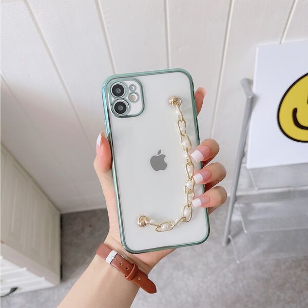 

Chain Hand Strap Phone Case, Mint green