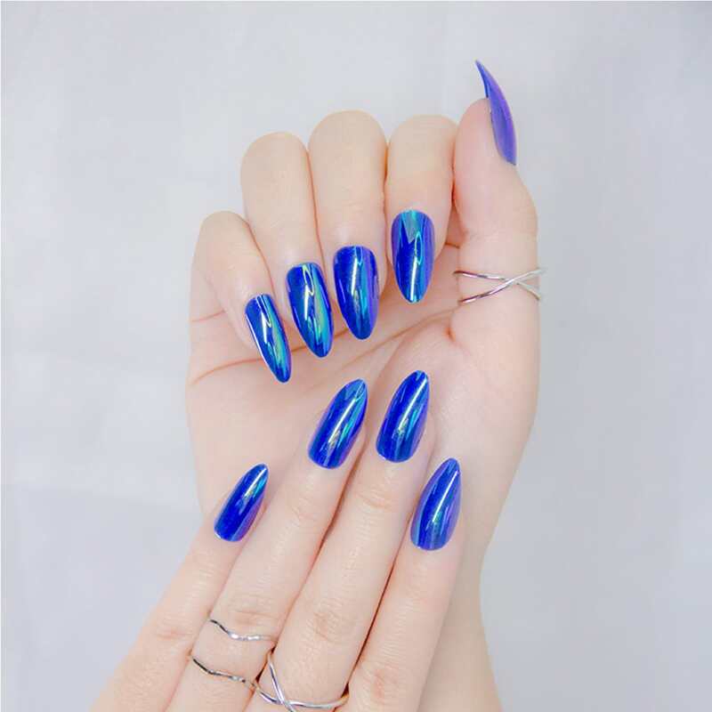 

24pcs Fake Nail & 1sheet Tape & 1pc Nail File, Blue