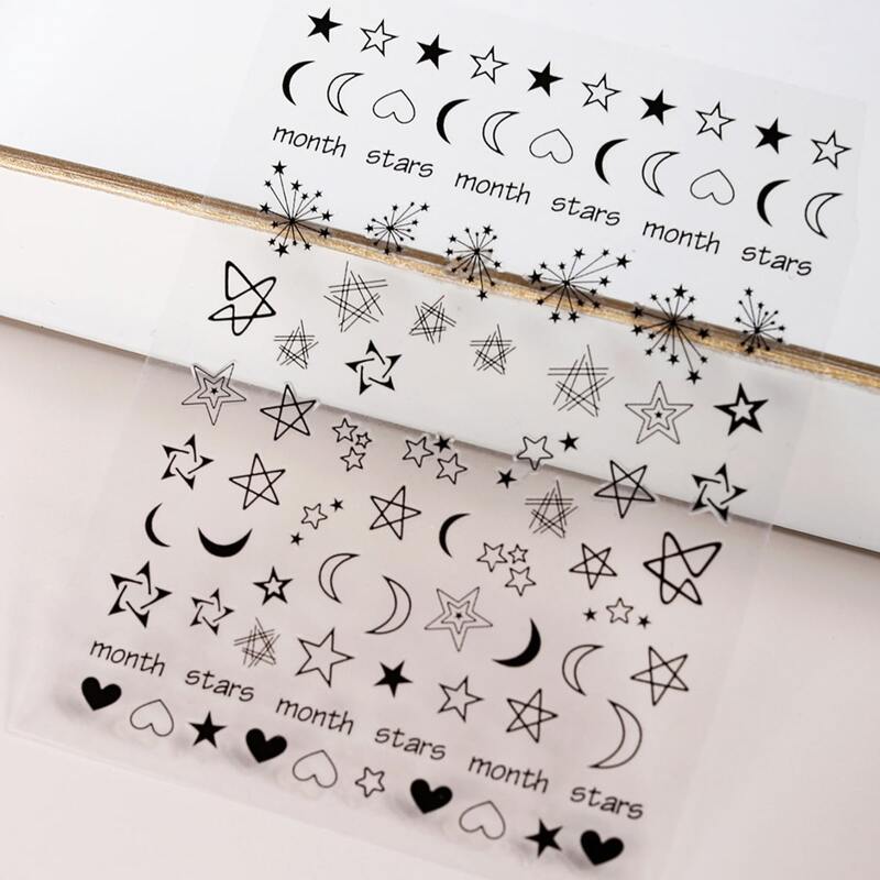 

1sheet Star Pattern Nail Art Sticker, Black