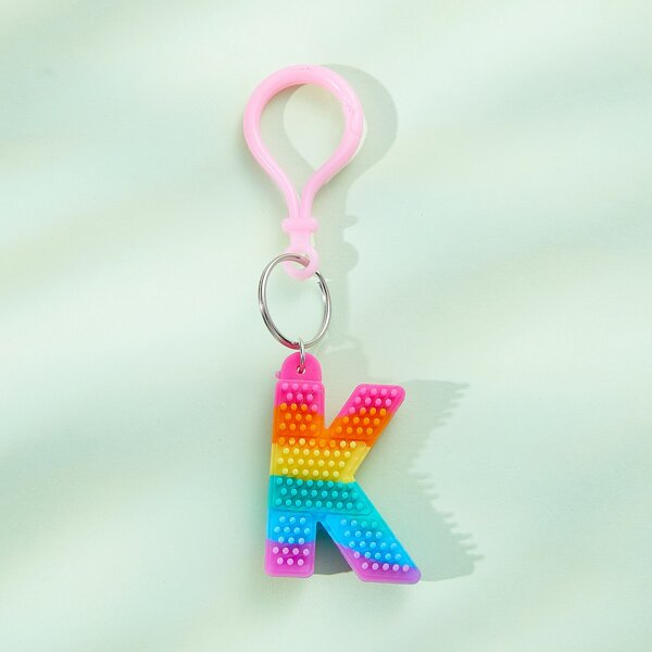 

Letter Charm Keychain, Multicolor