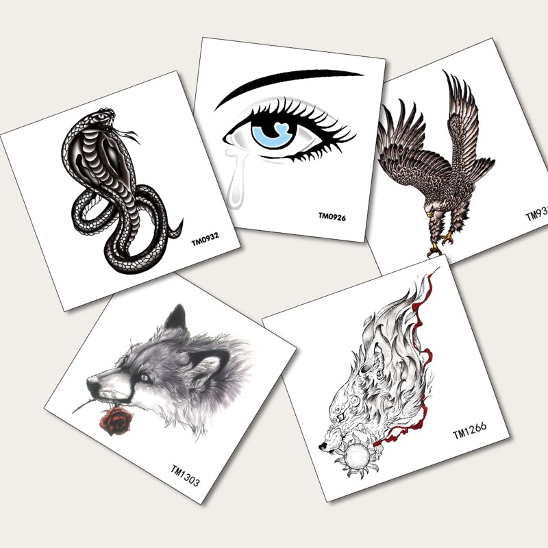 

5pcs Animal Pattern Tattoo Sticker, Black