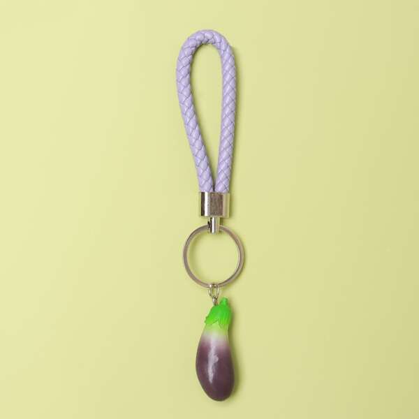 

Eggplant Charm Keychain, Multicolor